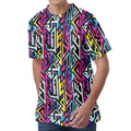 Colorful Geometric Tribal Pattern Print Men's Velvet T-Shirt