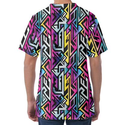 Colorful Geometric Tribal Pattern Print Men's Velvet T-Shirt
