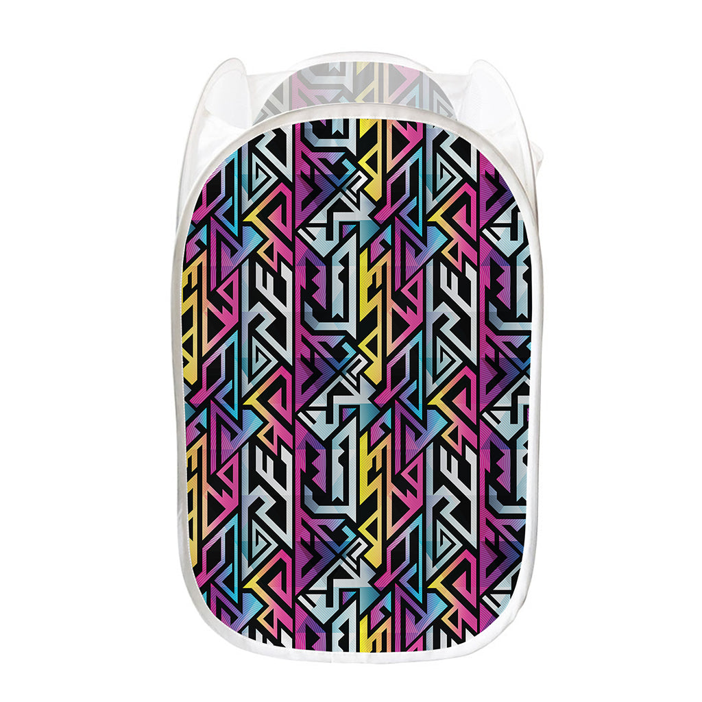 Colorful Geometric Tribal Pattern Print Mesh Laundry Hamper