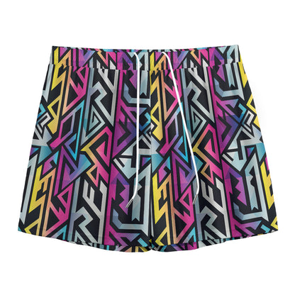 Colorful Geometric Tribal Pattern Print Mesh Shorts
