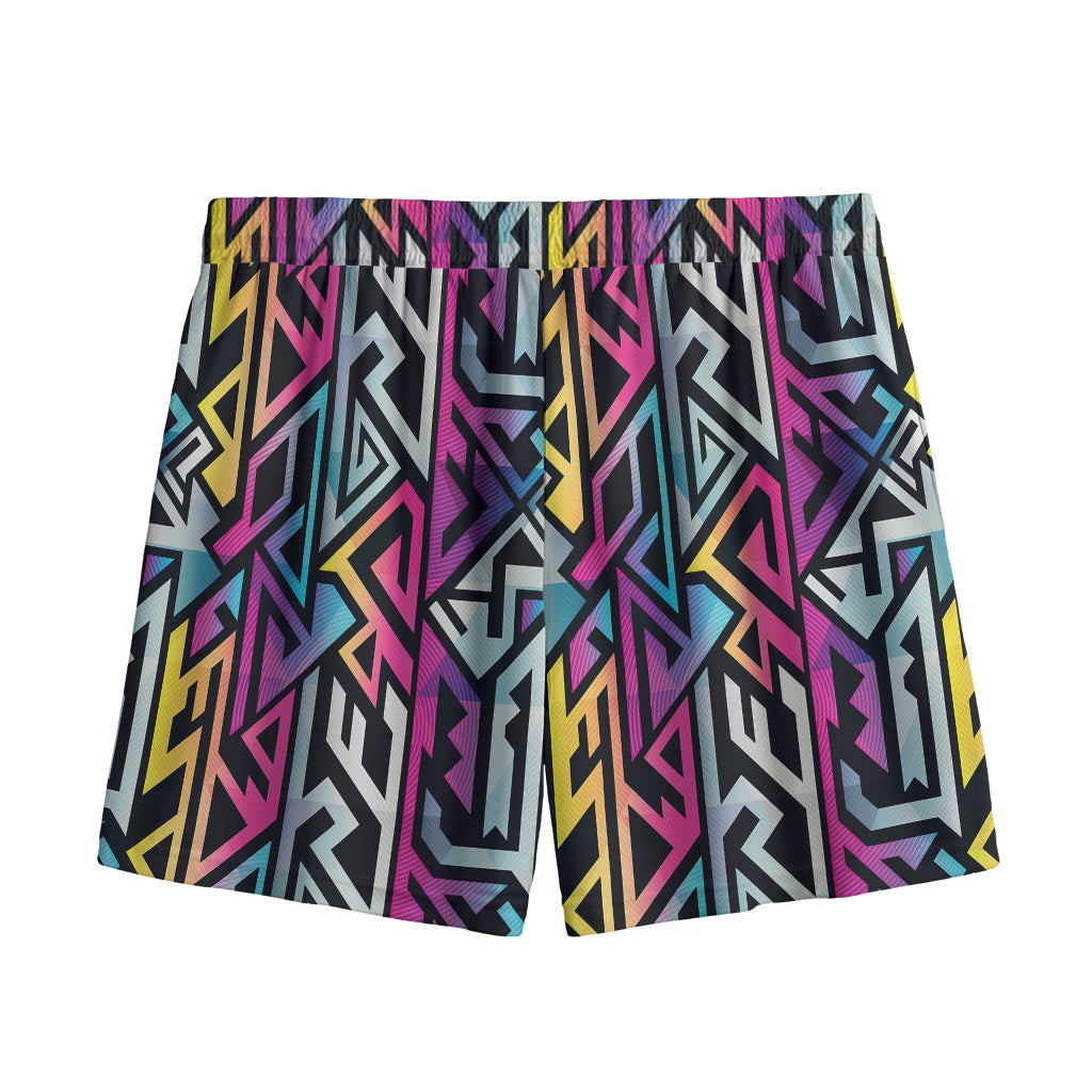 Colorful Geometric Tribal Pattern Print Mesh Shorts