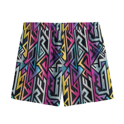Colorful Geometric Tribal Pattern Print Mesh Shorts