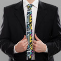 Colorful Geometric Tribal Pattern Print Necktie