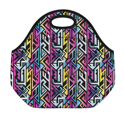 Colorful Geometric Tribal Pattern Print Neoprene Lunch Bag