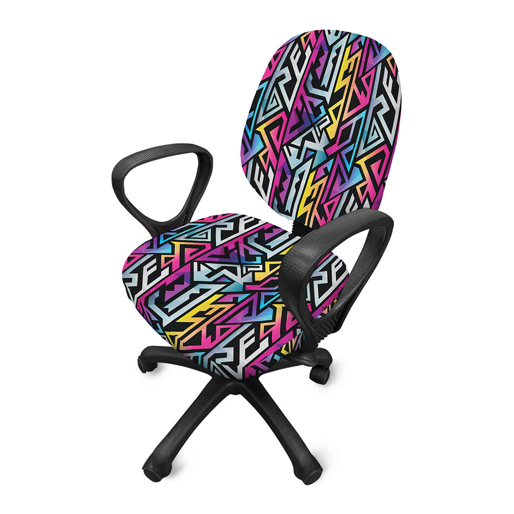 Colorful Geometric Tribal Pattern Print Office Chair Cover