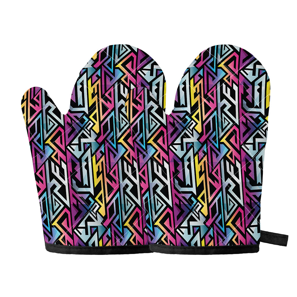 Colorful Geometric Tribal Pattern Print Oven Mitts