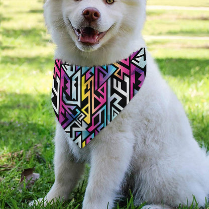 Colorful Geometric Tribal Pattern Print Over The Collar Dog Bandana