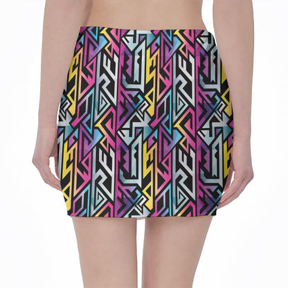 Colorful Geometric Tribal Pattern Print Pencil Mini Skirt