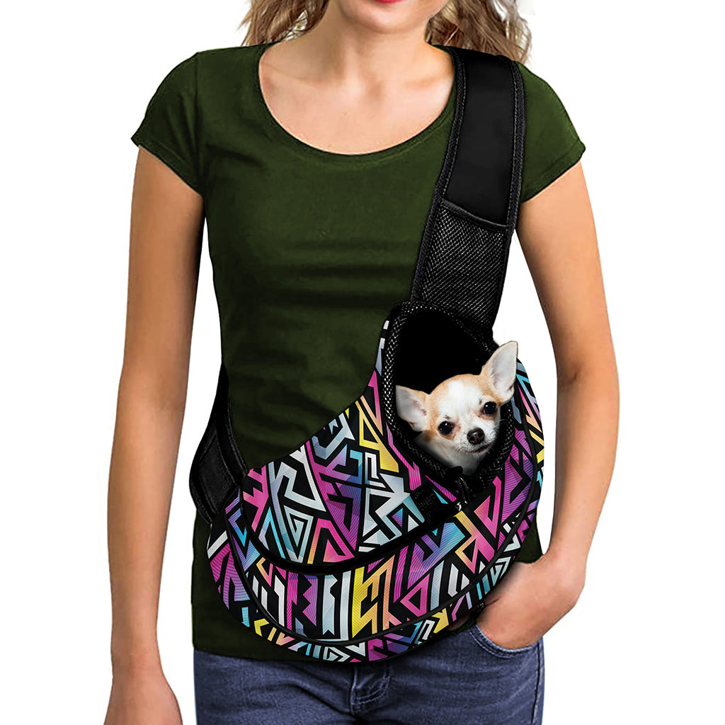 Colorful Geometric Tribal Pattern Print Pet Sling Carrier