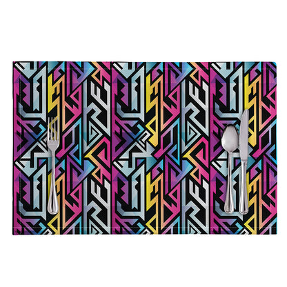 Colorful Geometric Tribal Pattern Print Placemat