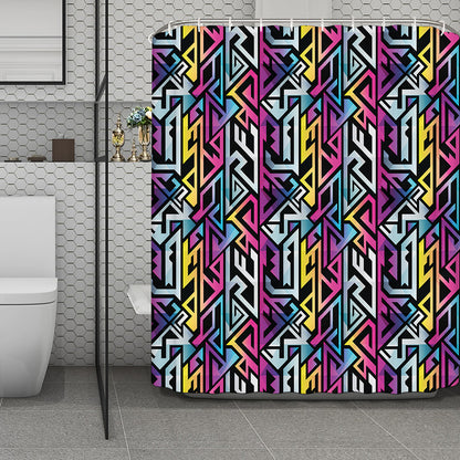 Colorful Geometric Tribal Pattern Print Polyester Shower Curtain