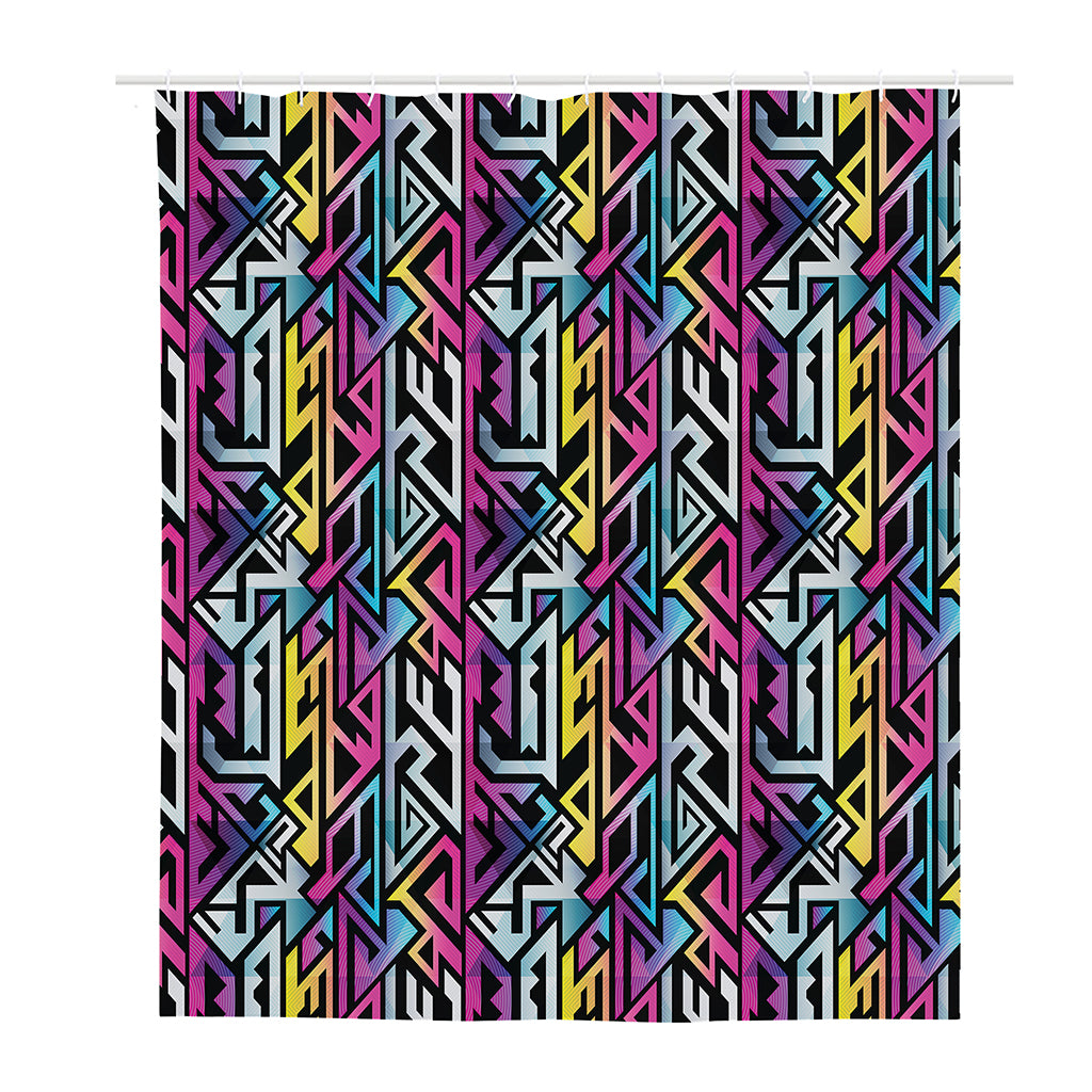 Colorful Geometric Tribal Pattern Print Polyester Shower Curtain