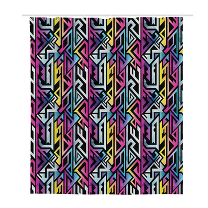 Colorful Geometric Tribal Pattern Print Polyester Shower Curtain