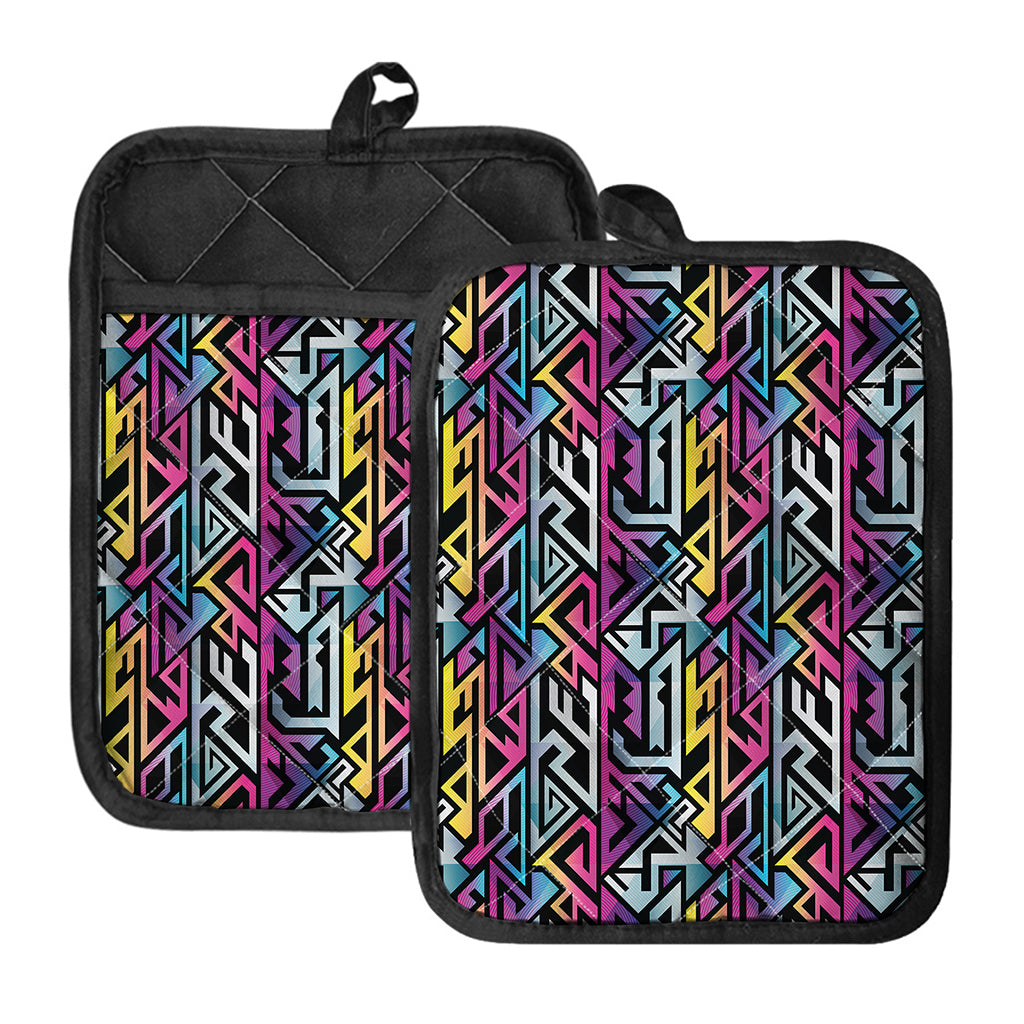Colorful Geometric Tribal Pattern Print Pot Holders With Pocket
