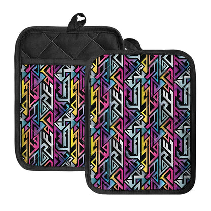 Colorful Geometric Tribal Pattern Print Pot Holders With Pocket