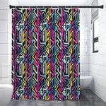 Colorful Geometric Tribal Pattern Print Premium Shower Curtain