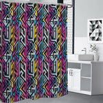 Colorful Geometric Tribal Pattern Print Premium Shower Curtain