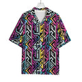 Colorful Geometric Tribal Pattern Print Rayon Hawaiian Shirt