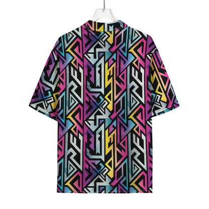 Colorful Geometric Tribal Pattern Print Rayon Hawaiian Shirt