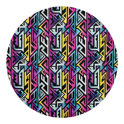Colorful Geometric Tribal Pattern Print Round Blanket