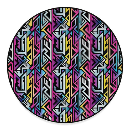 Colorful Geometric Tribal Pattern Print Round Floor Mat