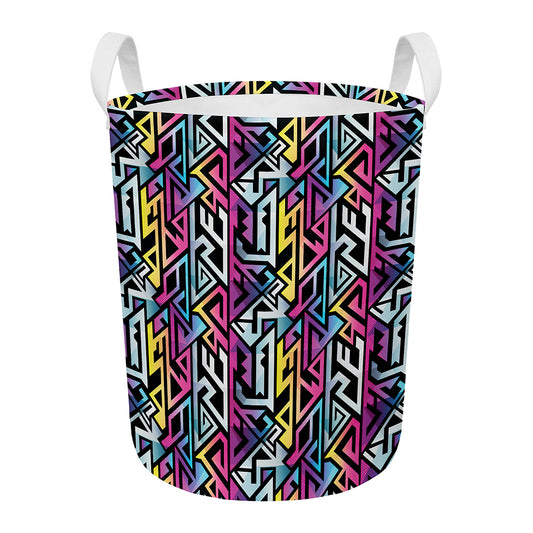 Colorful Geometric Tribal Pattern Print Round Laundry Basket