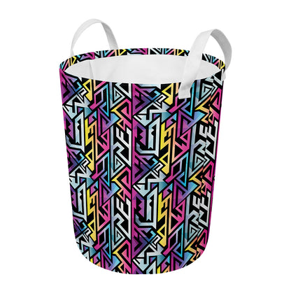 Colorful Geometric Tribal Pattern Print Round Laundry Basket