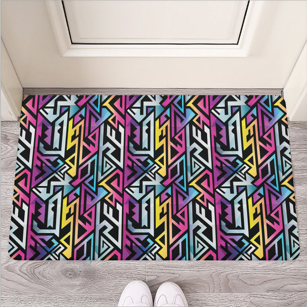 Colorful Geometric Tribal Pattern Print Rubber Doormat