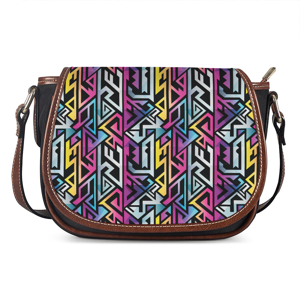 Colorful Geometric Tribal Pattern Print Saddle Bag