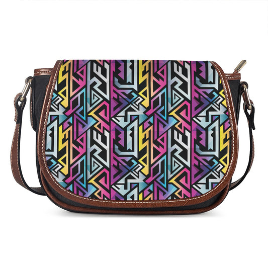 Colorful Geometric Tribal Pattern Print Saddle Bag