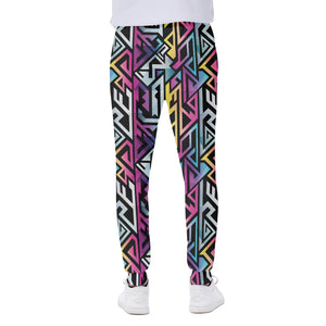 Colorful Geometric Tribal Pattern Print Scuba Joggers