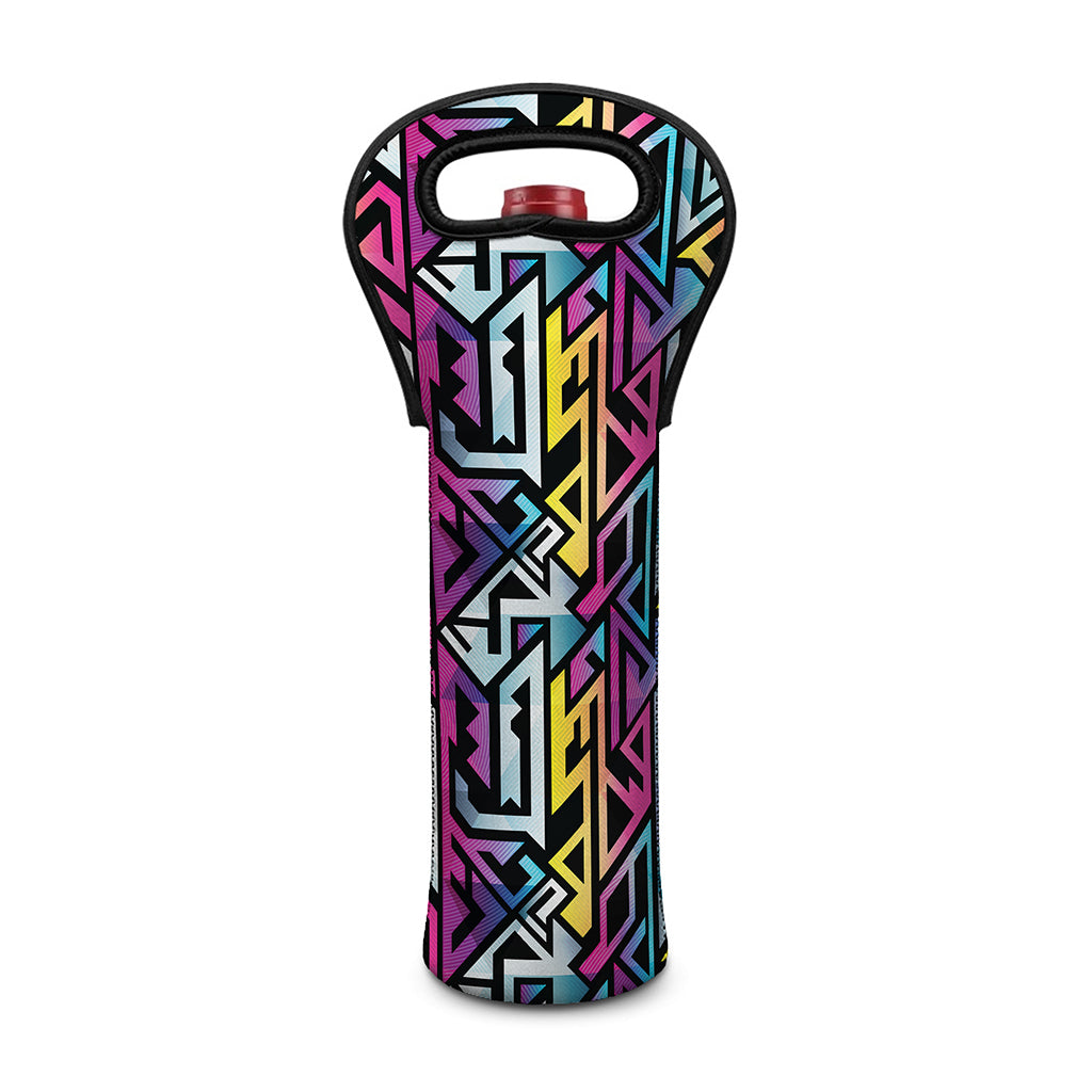 Colorful Geometric Tribal Pattern Print Single Neoprene Wine Tote