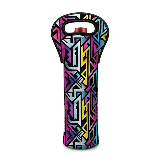 Colorful Geometric Tribal Pattern Print Single Neoprene Wine Tote