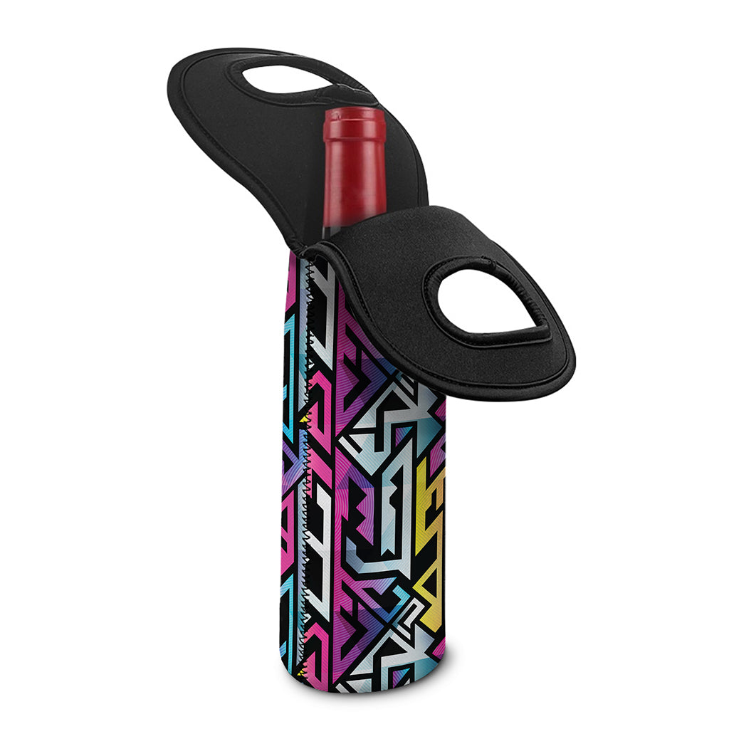 Colorful Geometric Tribal Pattern Print Single Neoprene Wine Tote