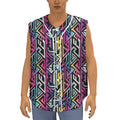 Colorful Geometric Tribal Pattern Print Sleeveless Baseball Jersey
