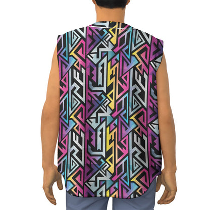 Colorful Geometric Tribal Pattern Print Sleeveless Baseball Jersey