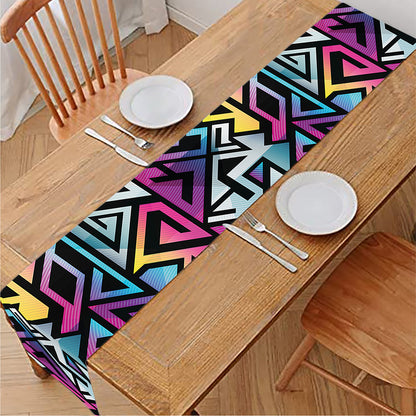 Colorful Geometric Tribal Pattern Print Table Runner