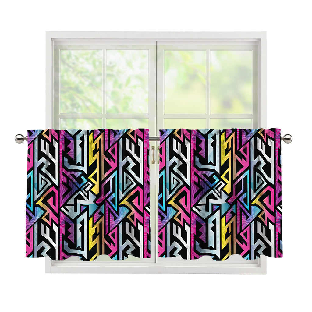 Colorful Geometric Tribal Pattern Print Tier Curtains