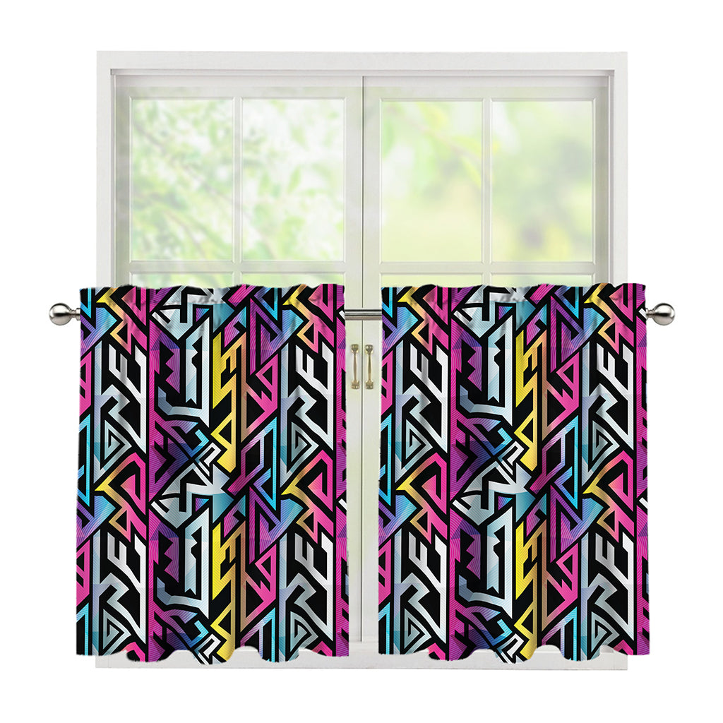 Colorful Geometric Tribal Pattern Print Tier Curtains