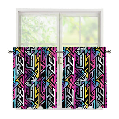 Colorful Geometric Tribal Pattern Print Tier Curtains