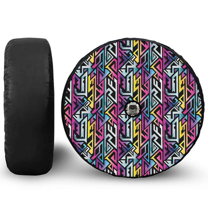 Colorful Geometric Tribal Pattern Print Tire Cover With Camera Hole
