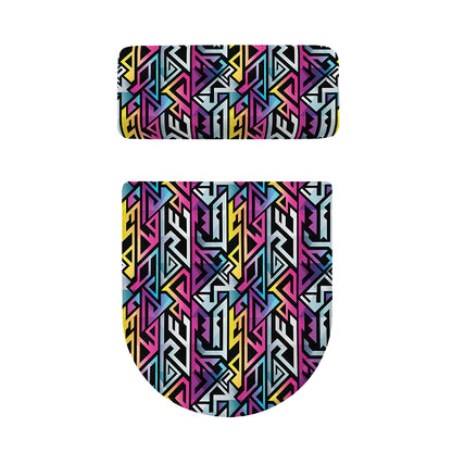 Colorful Geometric Tribal Pattern Print Toilet Lid And Tank Cover Set