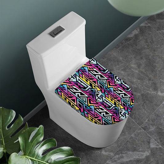 Colorful Geometric Tribal Pattern Print Toilet Lid Cover