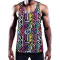Colorful Geometric Tribal Pattern Print Men's Workout Tank Top