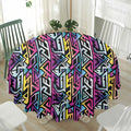 Colorful Geometric Tribal Pattern Print Waterproof Round Tablecloth
