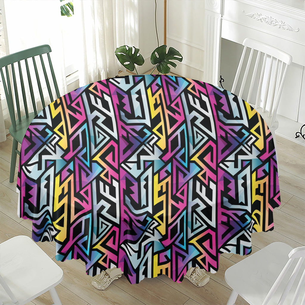 Colorful Geometric Tribal Pattern Print Waterproof Round Tablecloth