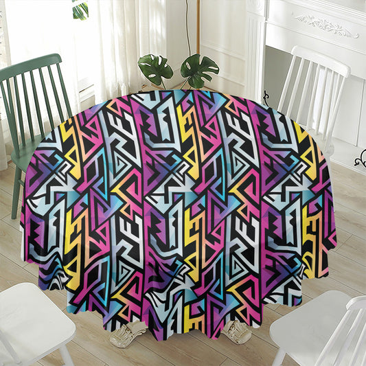 Colorful Geometric Tribal Pattern Print Waterproof Round Tablecloth