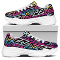 Colorful Geometric Tribal Pattern Print White Chunky Shoes
