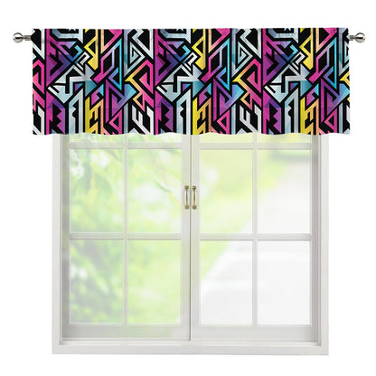 Colorful Geometric Tribal Pattern Print Window Valance