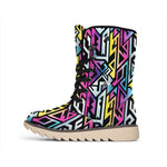 Colorful Geometric Tribal Pattern Print Winter Boots
